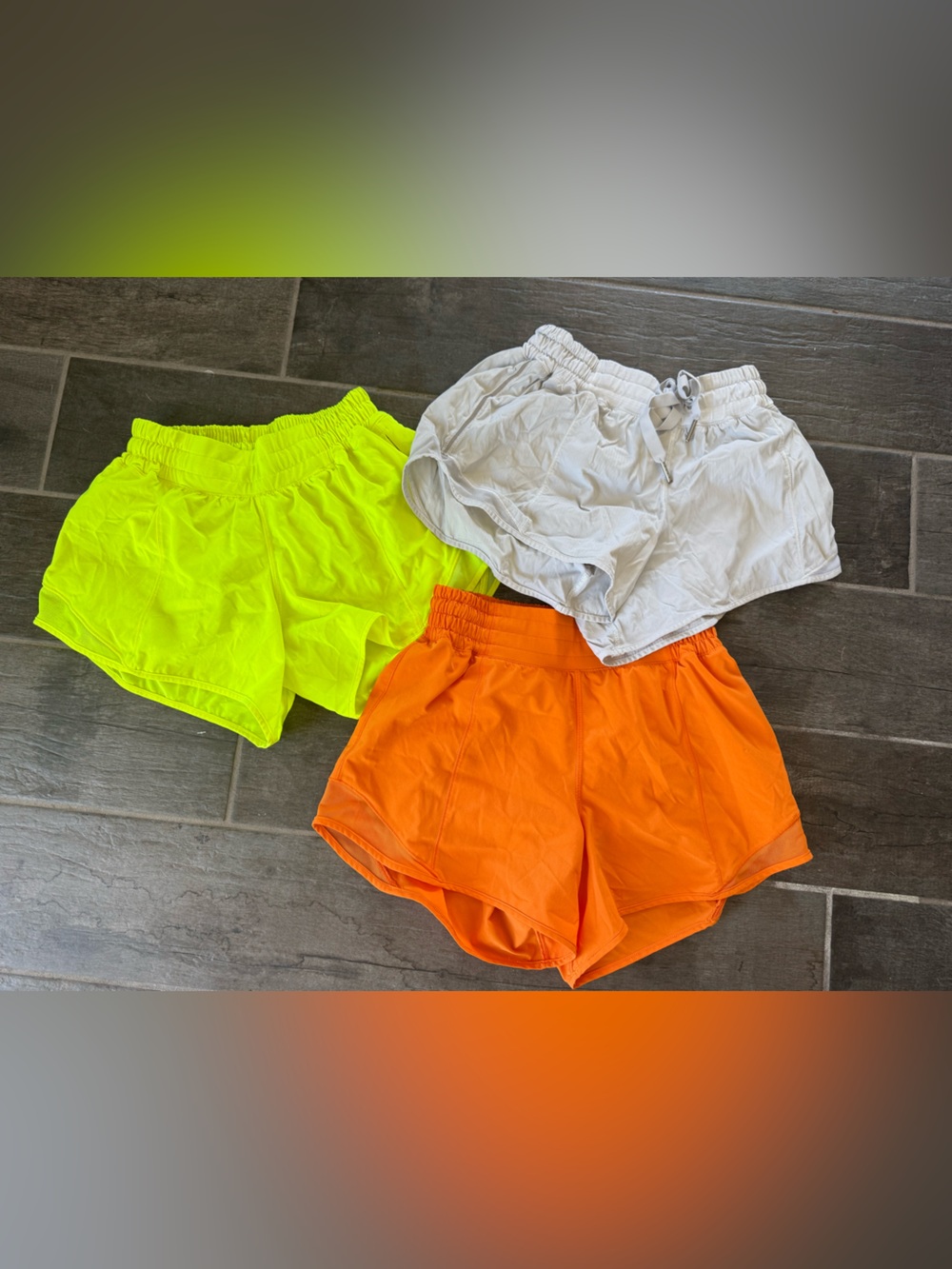 lululemon athletica Women's Athletic Shorts - Neon Yellow, Orange, White